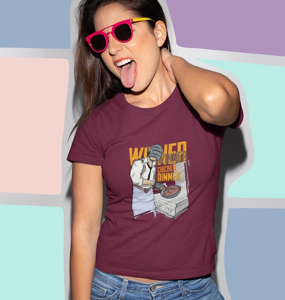 PUBG Winner Winner Chicken Dinner Womens Half Sleeves T-Shirts-FunkyTradition Half Sleeves T-Shirt FunkyTradition