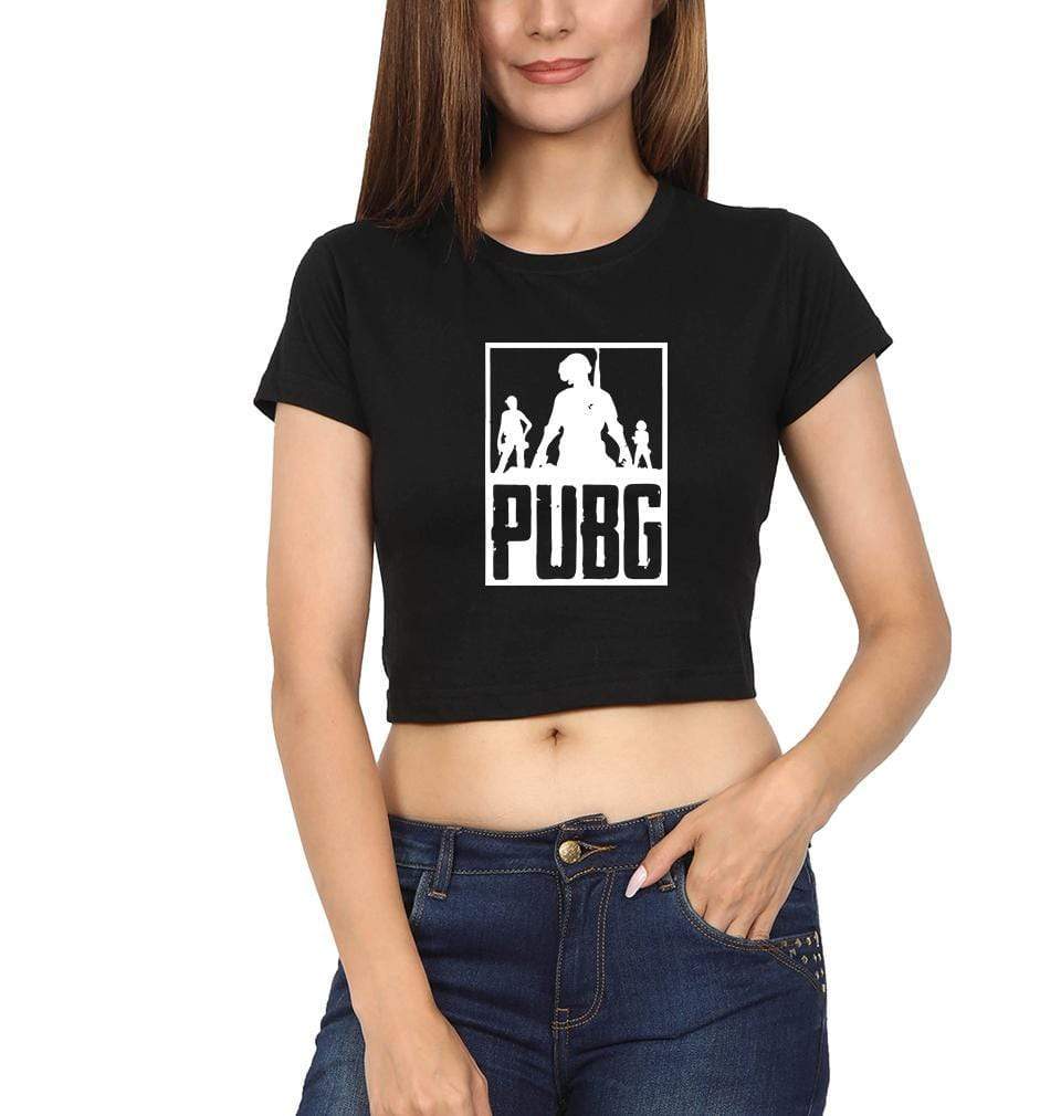 PUBG Womens Crop Top-FunkyTradition Half Sleeves T-Shirt FunkyTradition