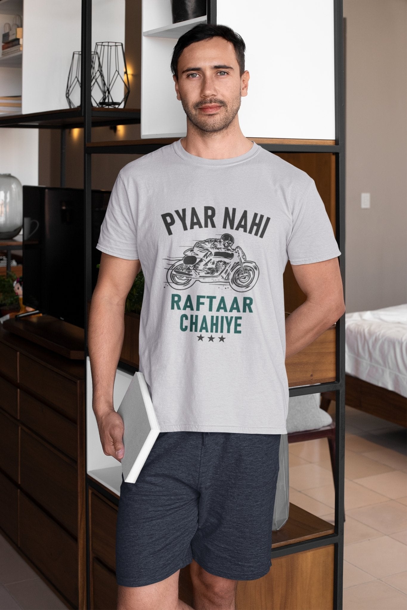 Pyaar Nahi Raftaar Chahiye Biker Mens Half Sleeves T-shirt- FunkyTeesClub - Funky Tees Club