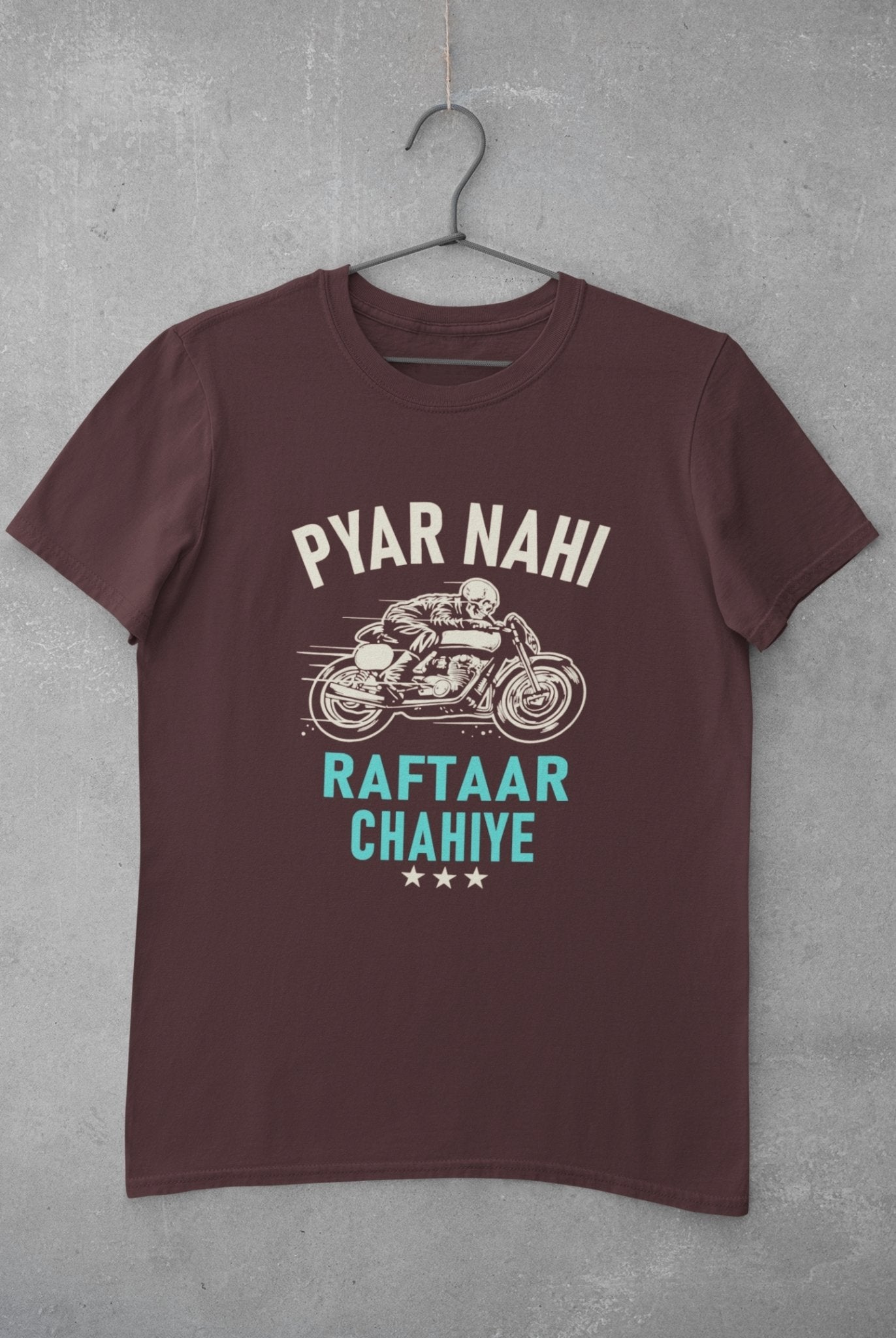 Pyaar Nahi Raftaar Chahiye Biker Mens Half Sleeves T-shirt- FunkyTeesClub - Funky Tees Club