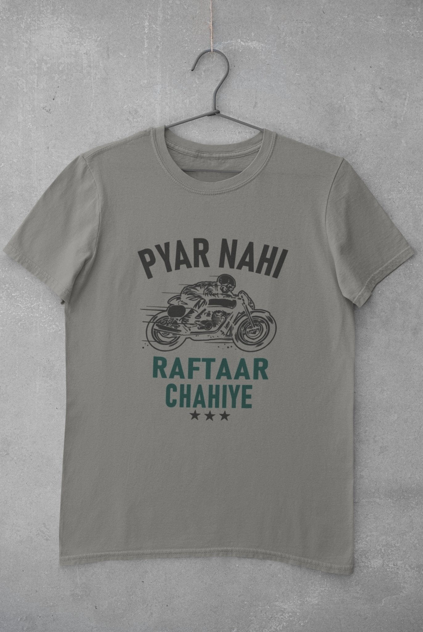 Pyaar Nahi Raftaar Chahiye Biker Mens Half Sleeves T-shirt- FunkyTeesClub - Funky Tees Club