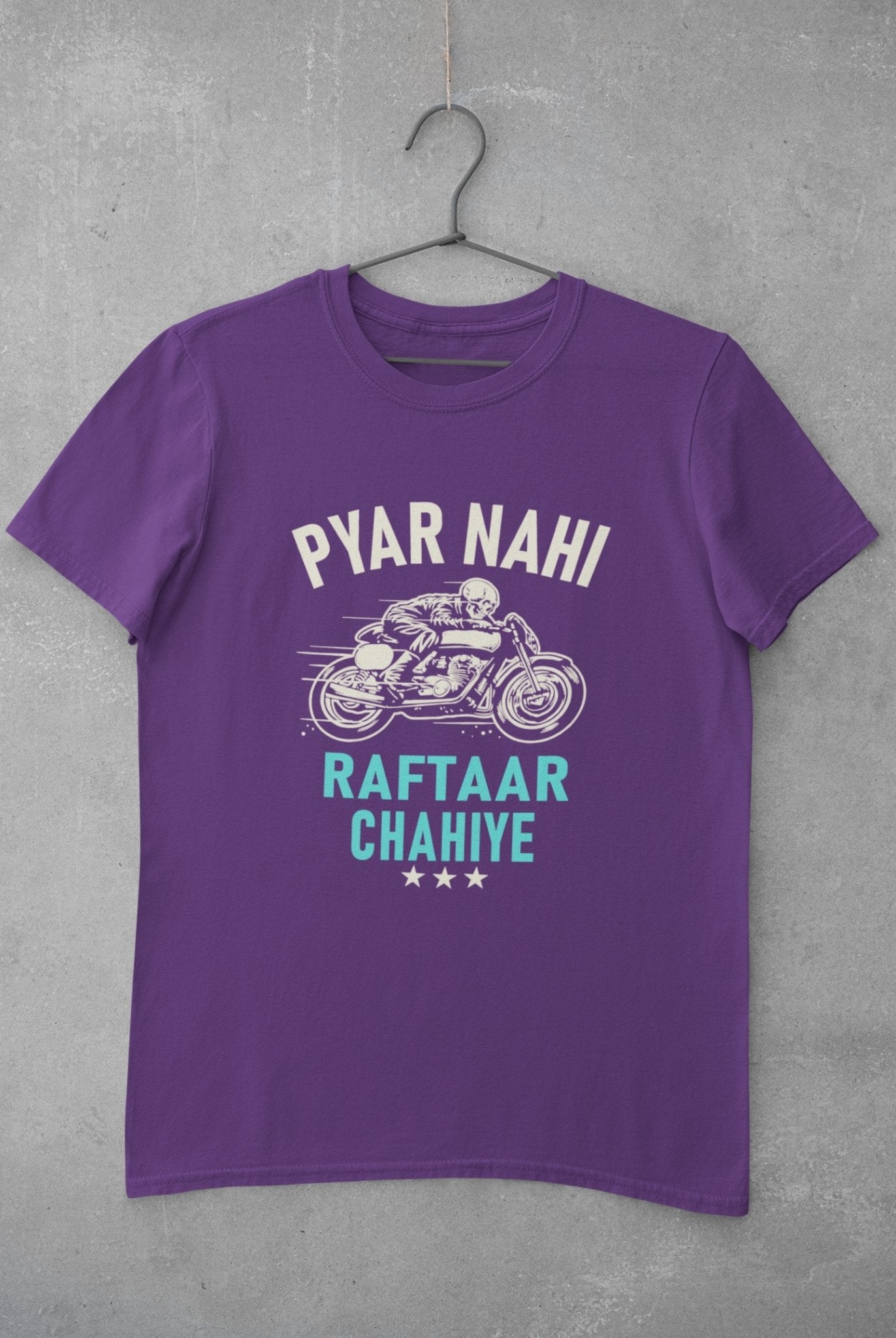 Pyaar Nahi Raftaar Chahiye Biker Mens Half Sleeves T-shirt- FunkyTeesClub - Funky Tees Club