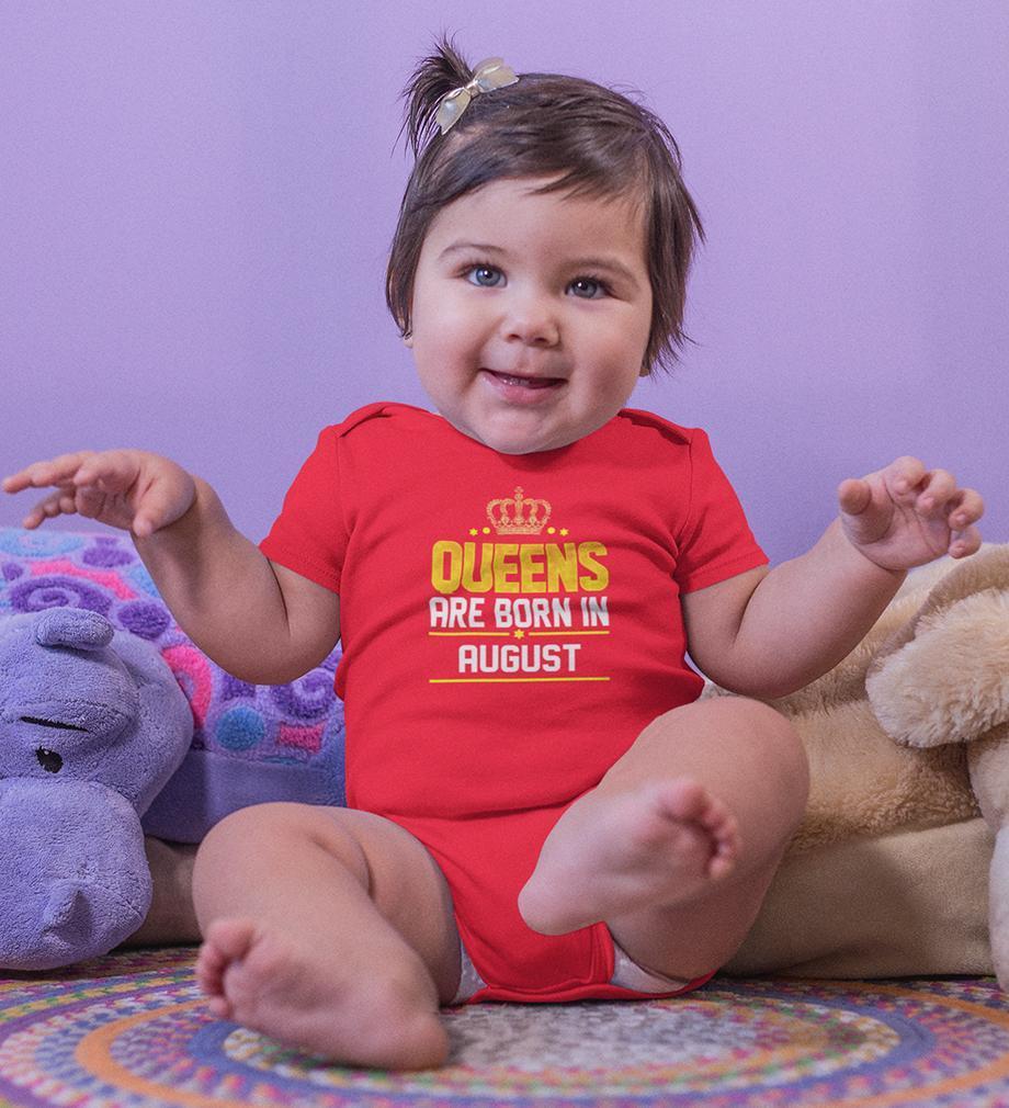 Queens Are  Born In August Rompers for Baby Girl- FunkyTradition FunkyTradition
