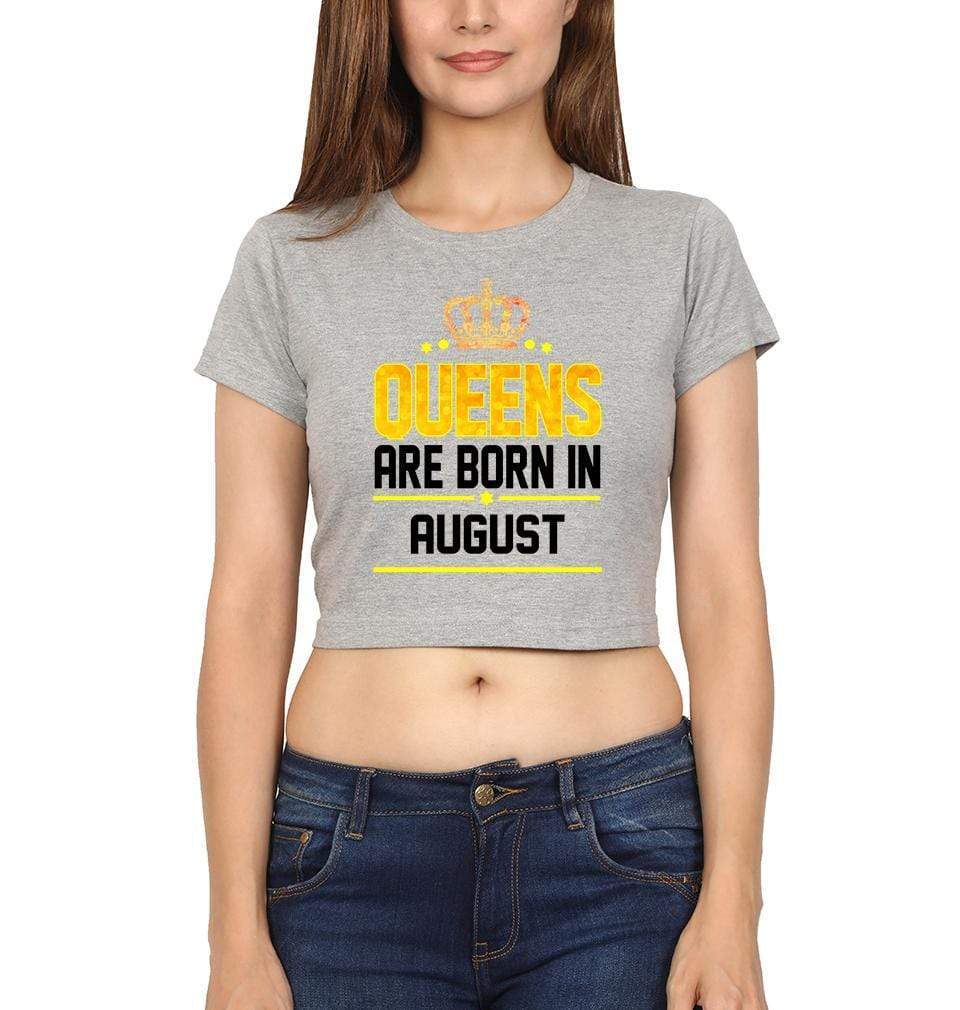Queens Are  Born In August Womens Crop Top-FunkyTradition Half Sleeves T-Shirt FunkyTradition