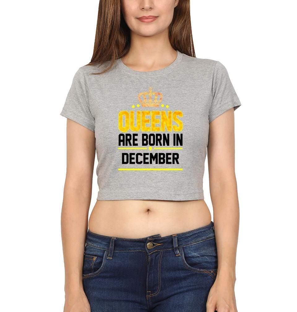Queens Are Born In December Womens Crop Top-FunkyTradition Half Sleeves T-Shirt FunkyTradition