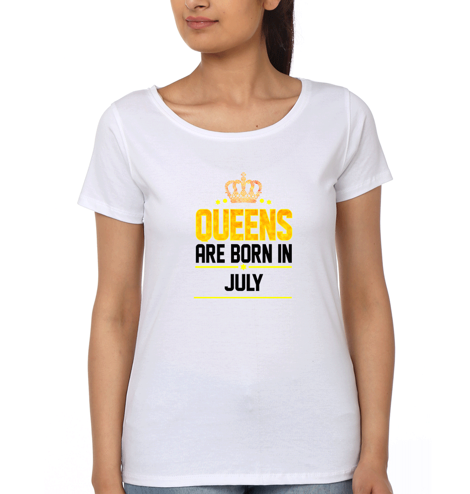 Queens Are Born In July Womens Half Sleeves T-Shirts-FunkyTradition Half Sleeves T-Shirt FunkyTradition