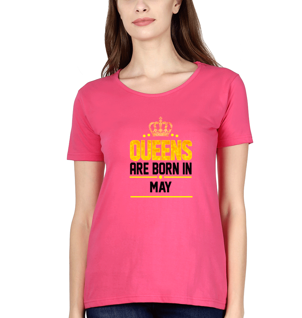 Queens Are Born In May Womens Half Sleeves T-Shirts-FunkyTradition Half Sleeves T-Shirt FunkyTradition