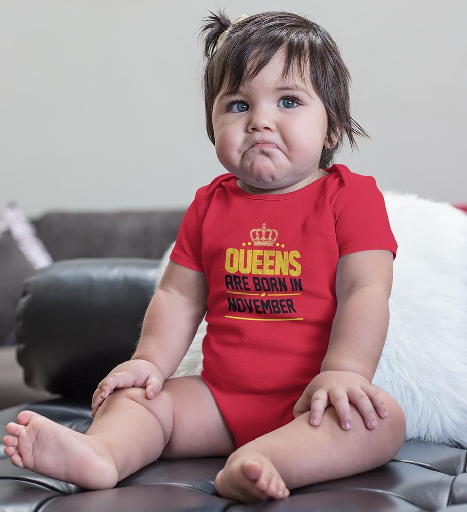 Queens Are Born In November Rompers for Baby Girl- FunkyTradition FunkyTradition