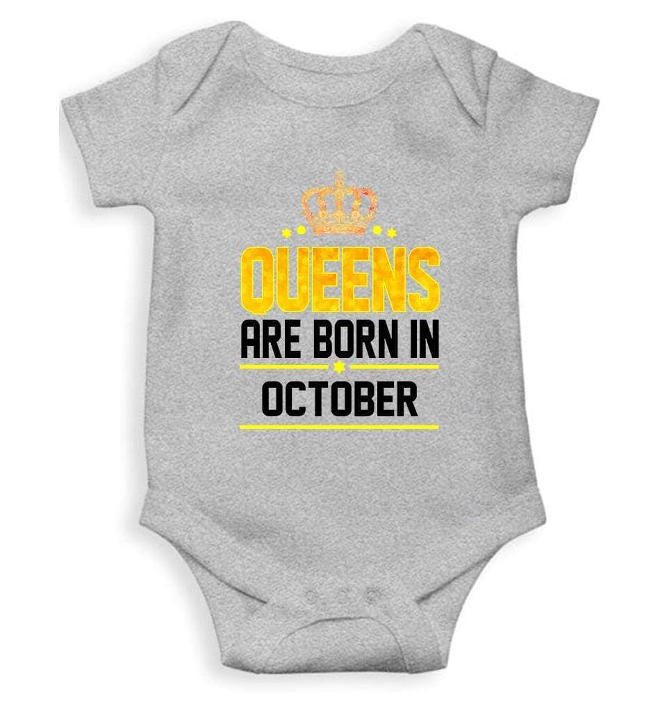Queens Are Born In October Rompers for Baby Girl- FunkyTradition FunkyTradition