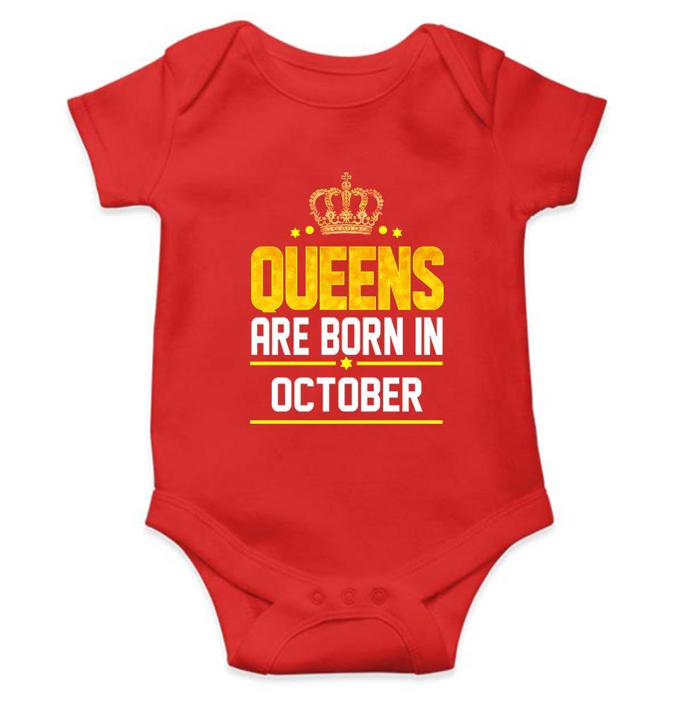 Queens Are Born In October Rompers for Baby Girl- FunkyTradition FunkyTradition