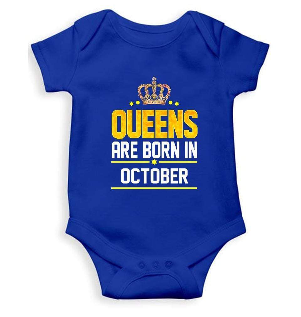 Queens Are Born In October Rompers for Baby Girl- FunkyTradition FunkyTradition