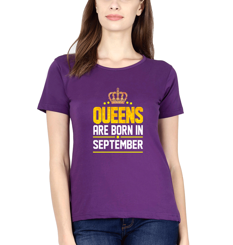 Queens Are Born In September Womens Half Sleeves T-Shirts-FunkyTradition Half Sleeves T-Shirt FunkyTradition