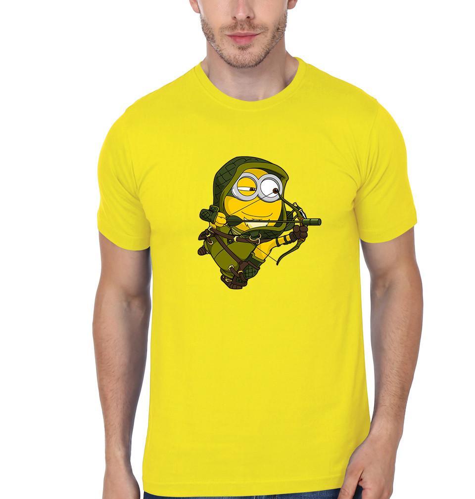 FunkyTradition Yellow Round Neck Arch Minion Men Half Sleeves T-Shirt