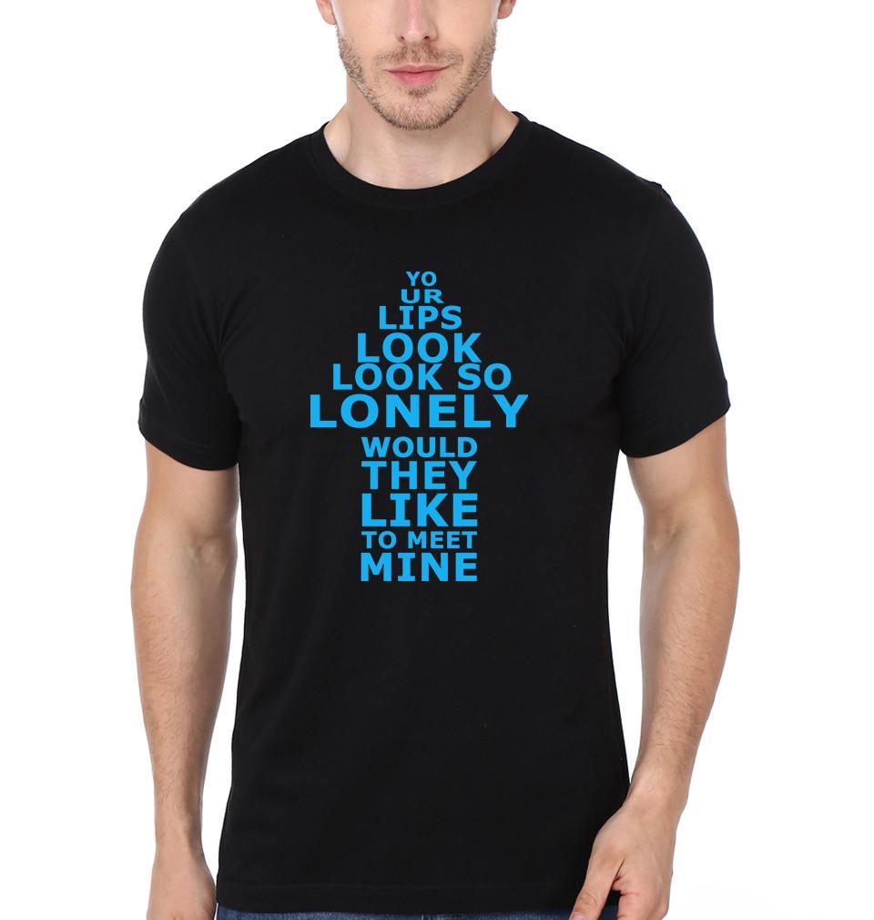 FunkyTradition Black Round Neck Would Your Lips Like To Meet Mine Half Sleeves T-Shirt
