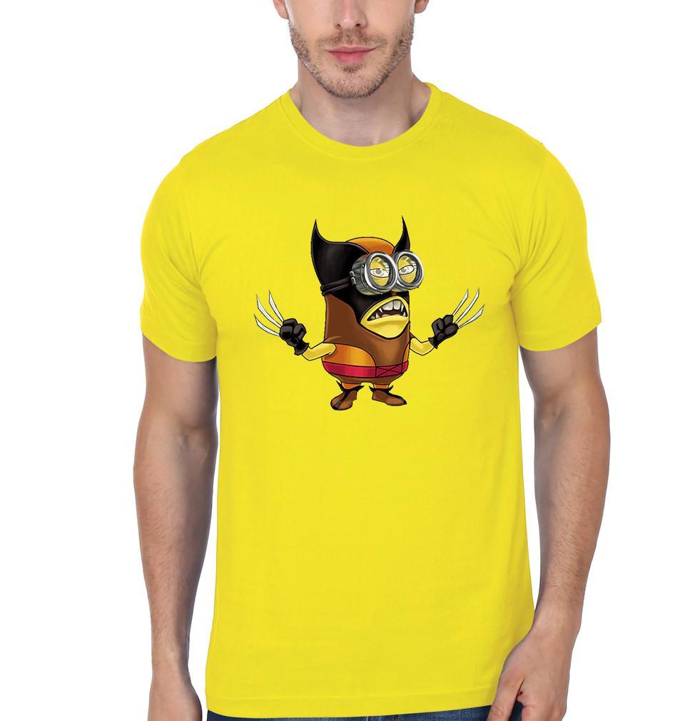 FunkyTradition Yellow Round Neck Minion Wolverine Men Half Sleeves T-Shirt
