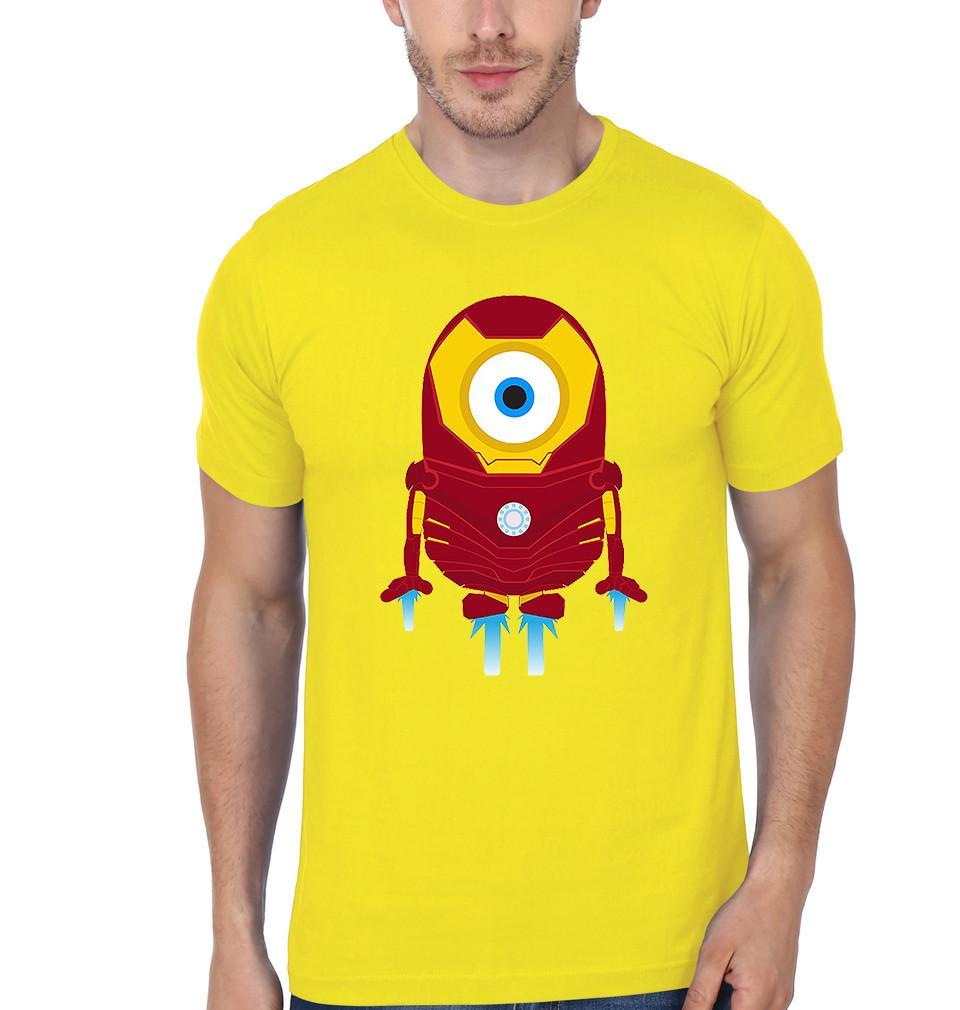 FunkyTradition Yellow Round Neck Minion Iron Man Funny Men Half Sleeves T-Shirt