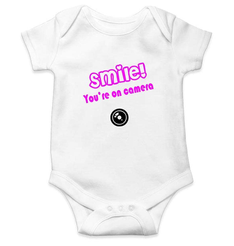 Smile you are on Camera Rompers for Baby Boy- FunkyTradition FunkyTradition
