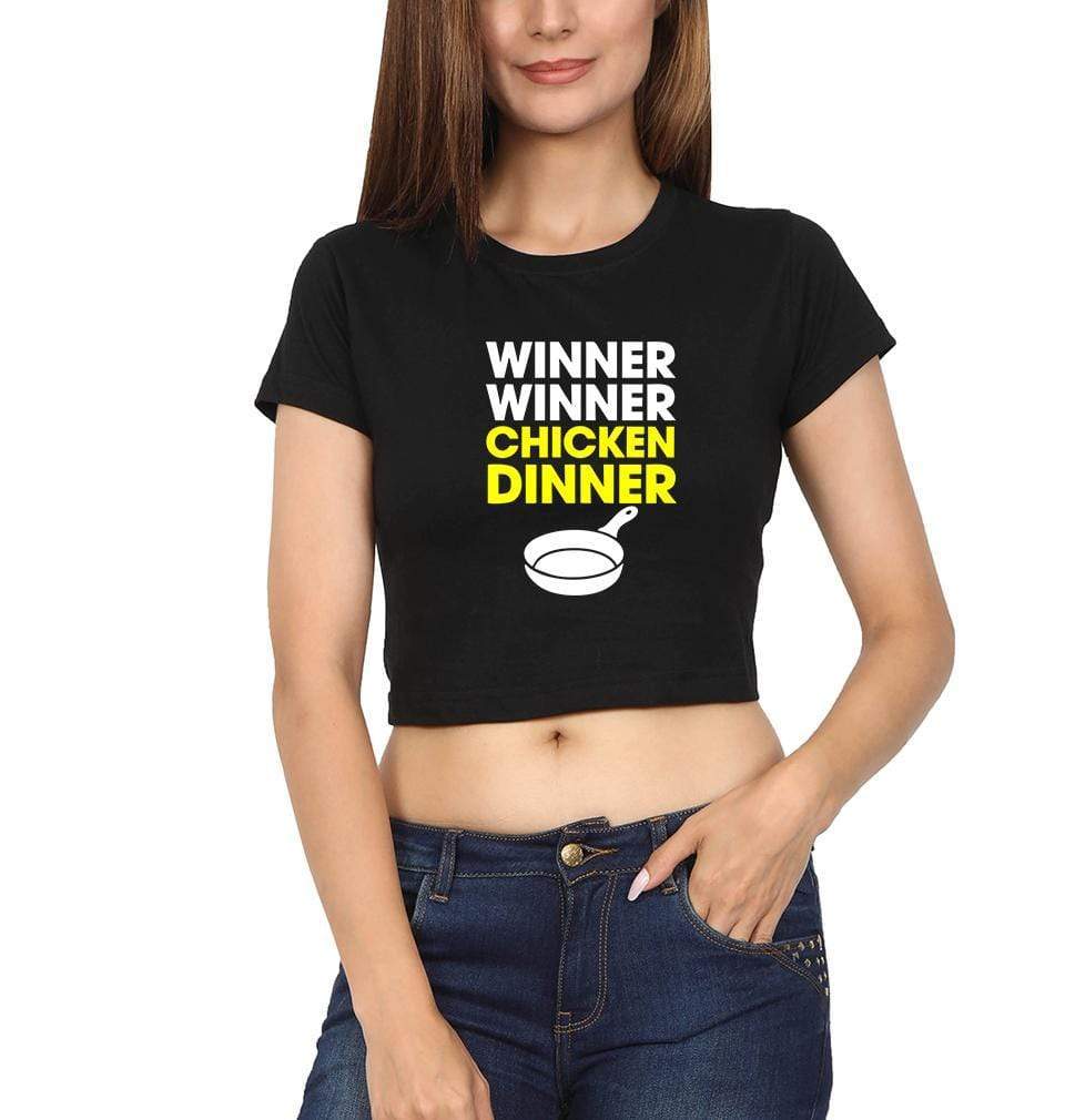 Winner Winner Chicken Dinner Womens Crop Top-FunkyTradition Half Sleeves T-Shirt FunkyTradition