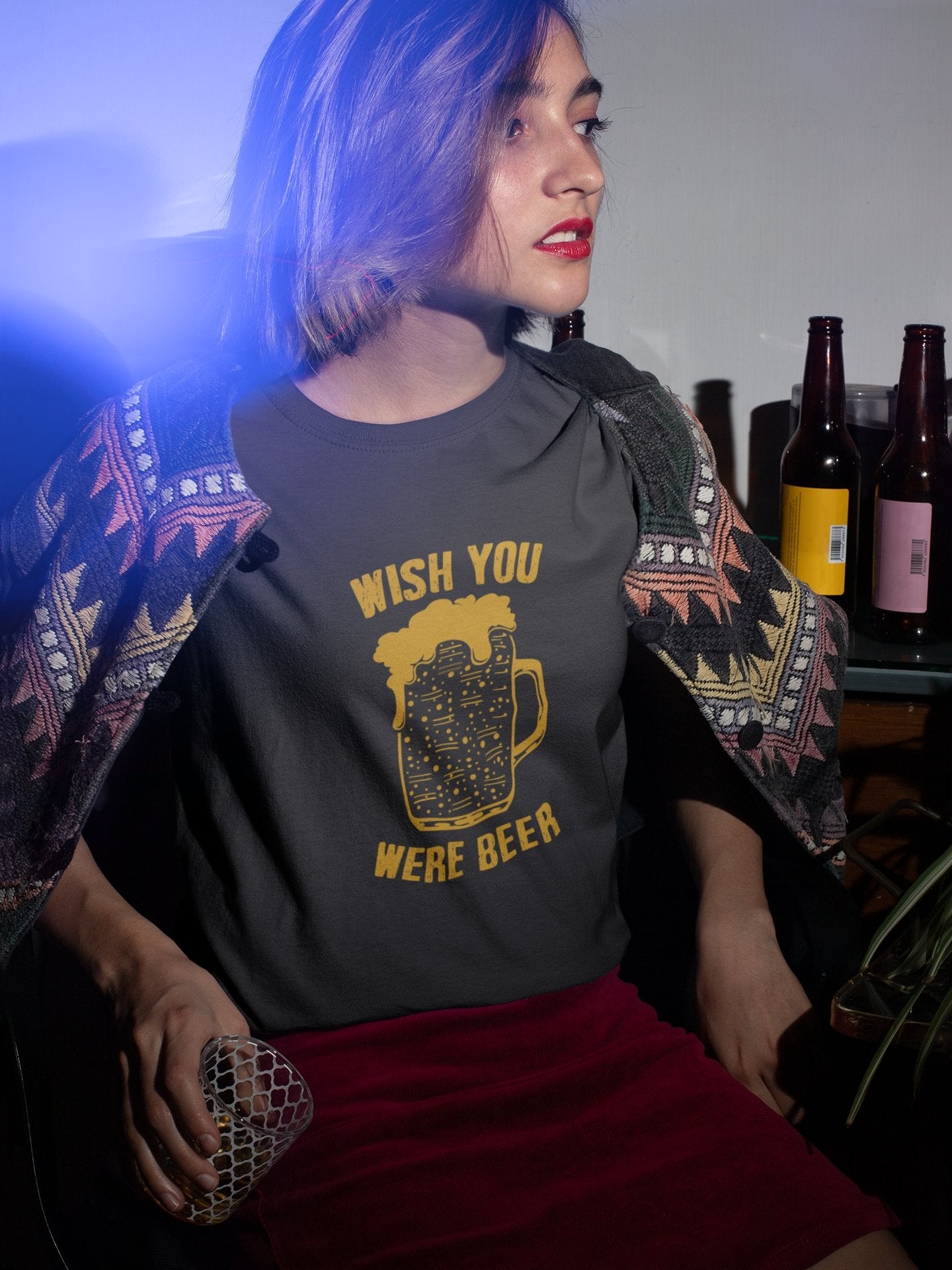 Wish You Were Beer Women Half Sleeves T-shirt- FunkyTeesClub - Funky Tees Club