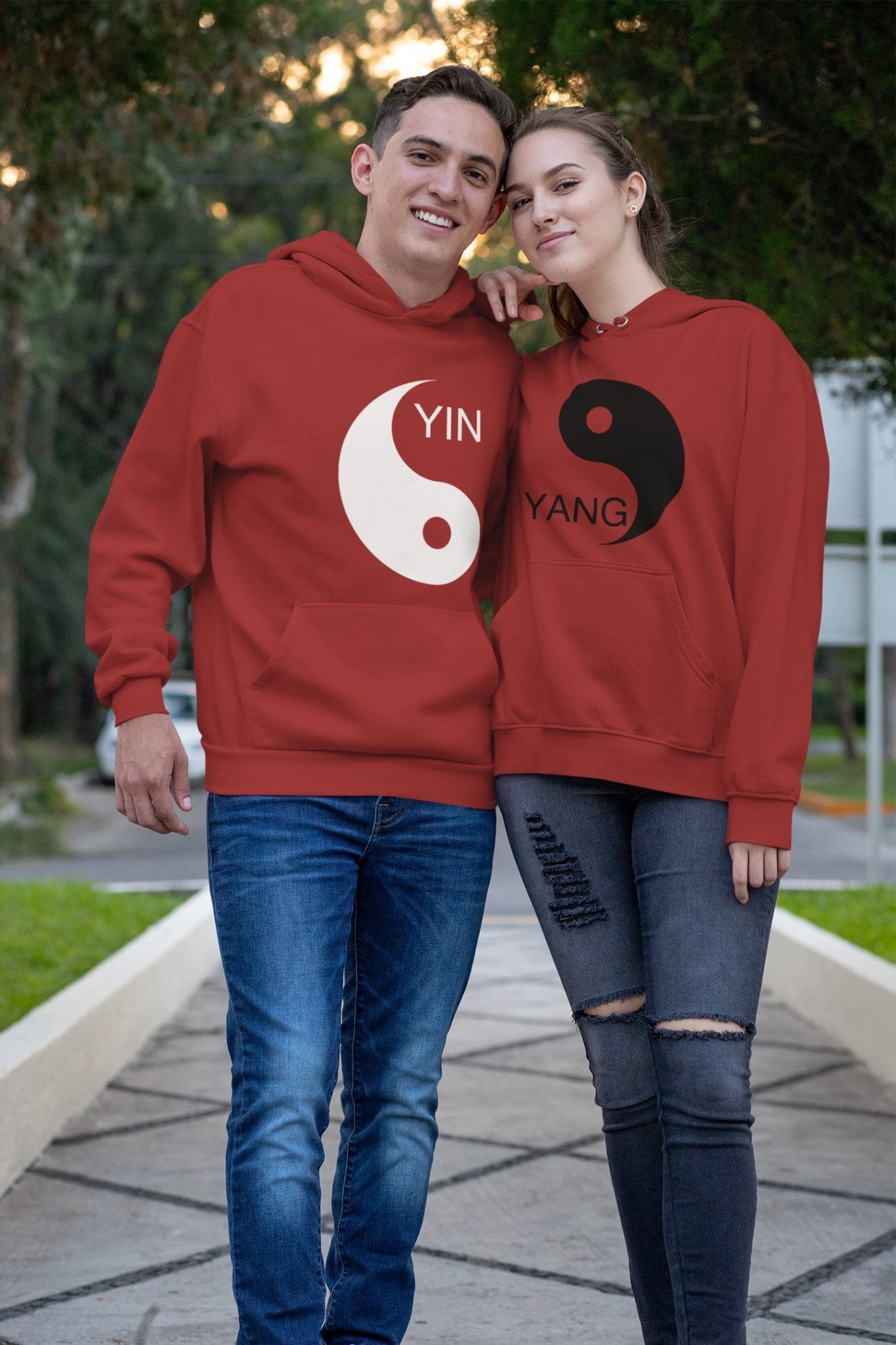 Yin Yang Couple Hoodie-FunkyTeesClub - Funky Tees Club