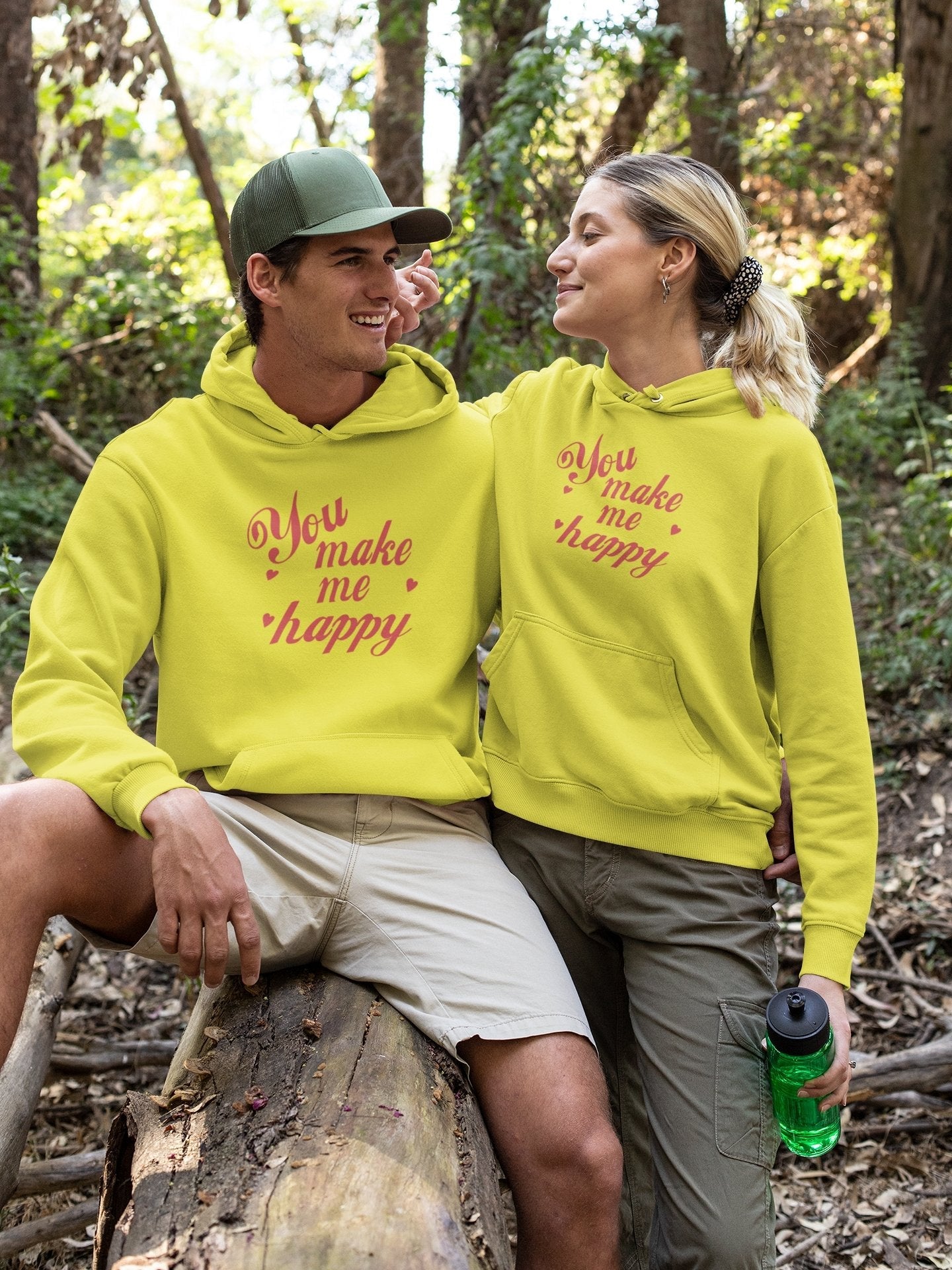 You Make Me Happy Couple Hoodie-FunkyTeesClub - Funky Tees Club