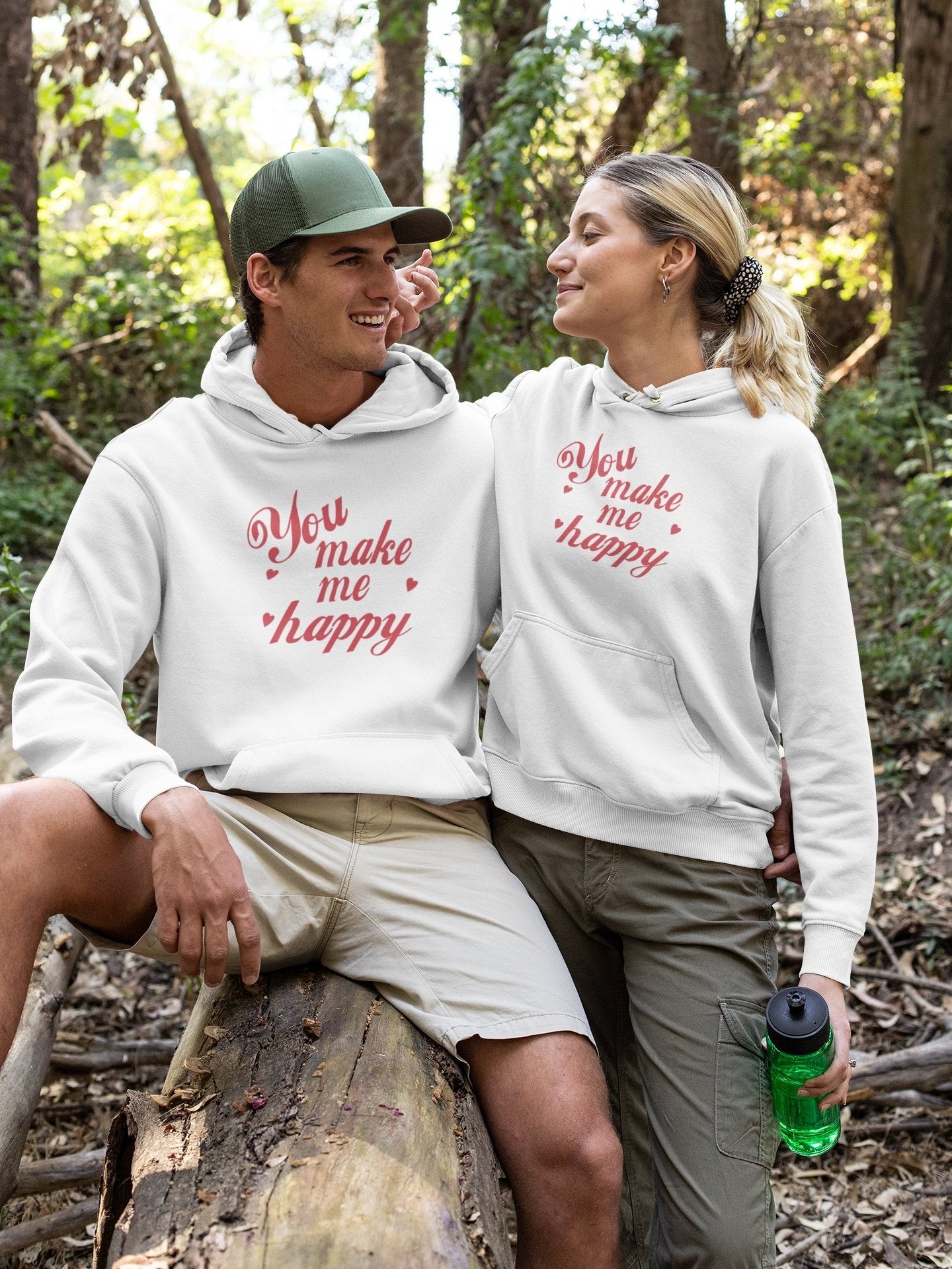 You Make Me Happy Couple Hoodie-FunkyTeesClub - Funky Tees Club